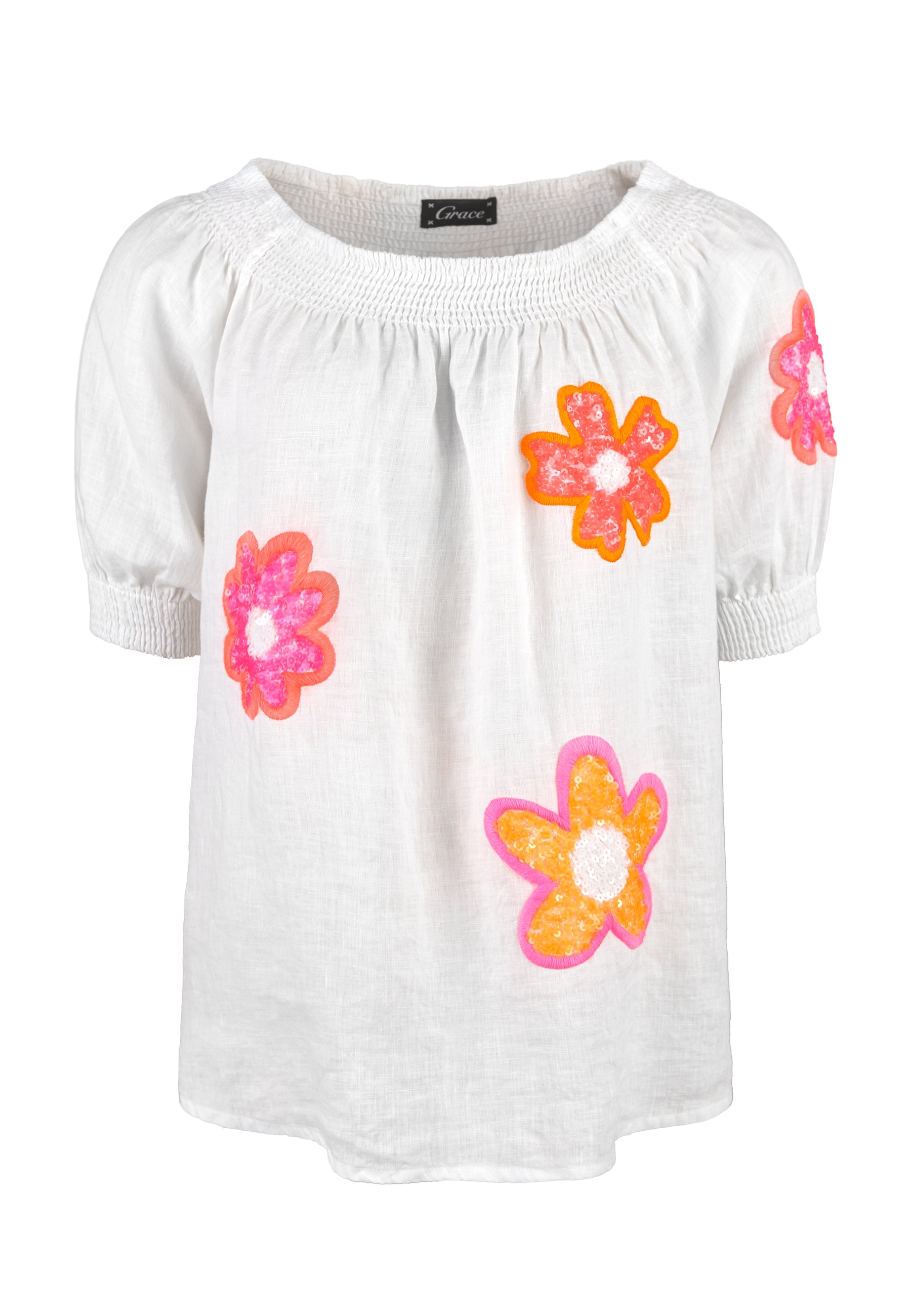 Grace Fashion Leinenbluse "Flower Pop"