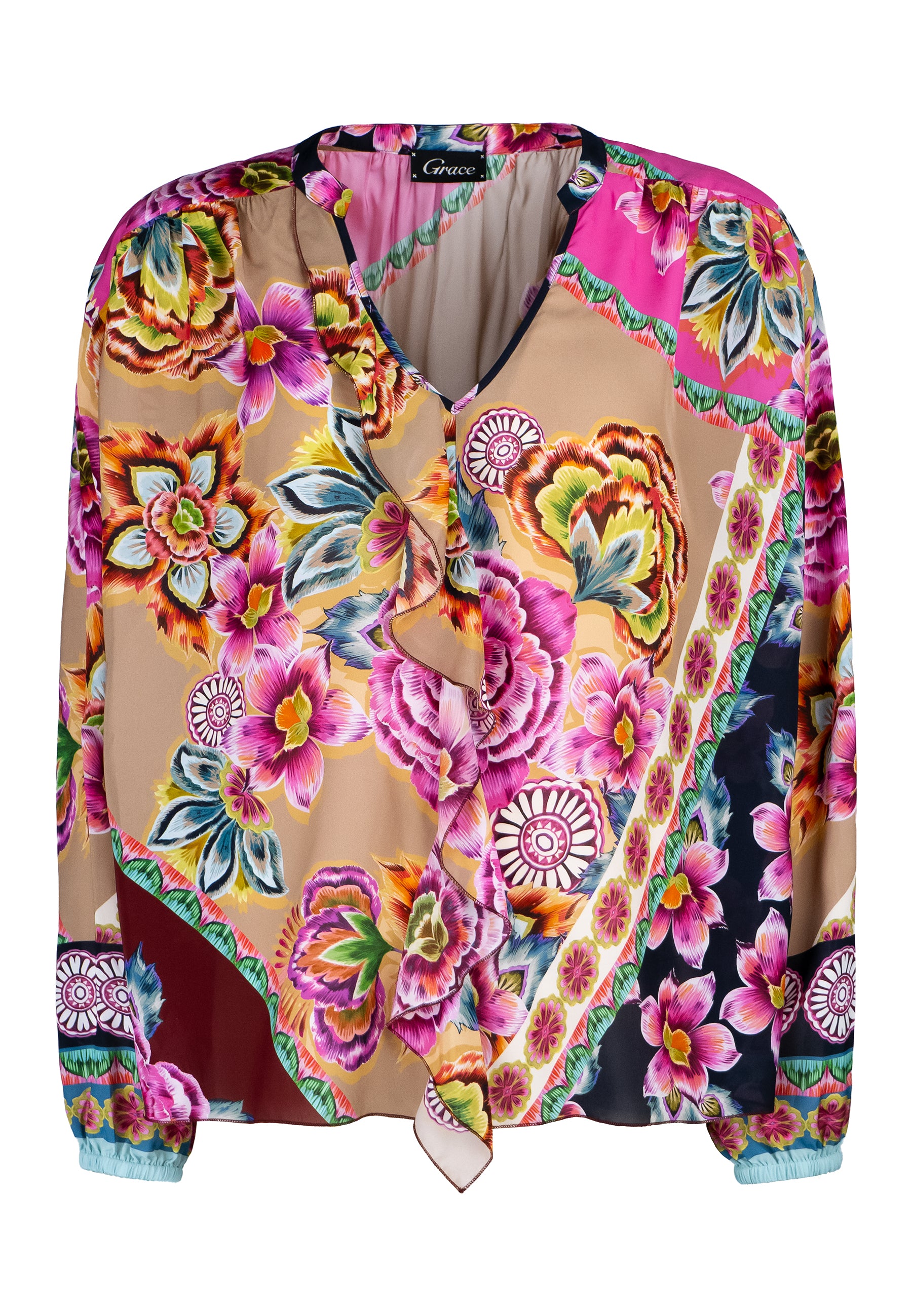 Grace Fashion Bluse Flowers mit Volants