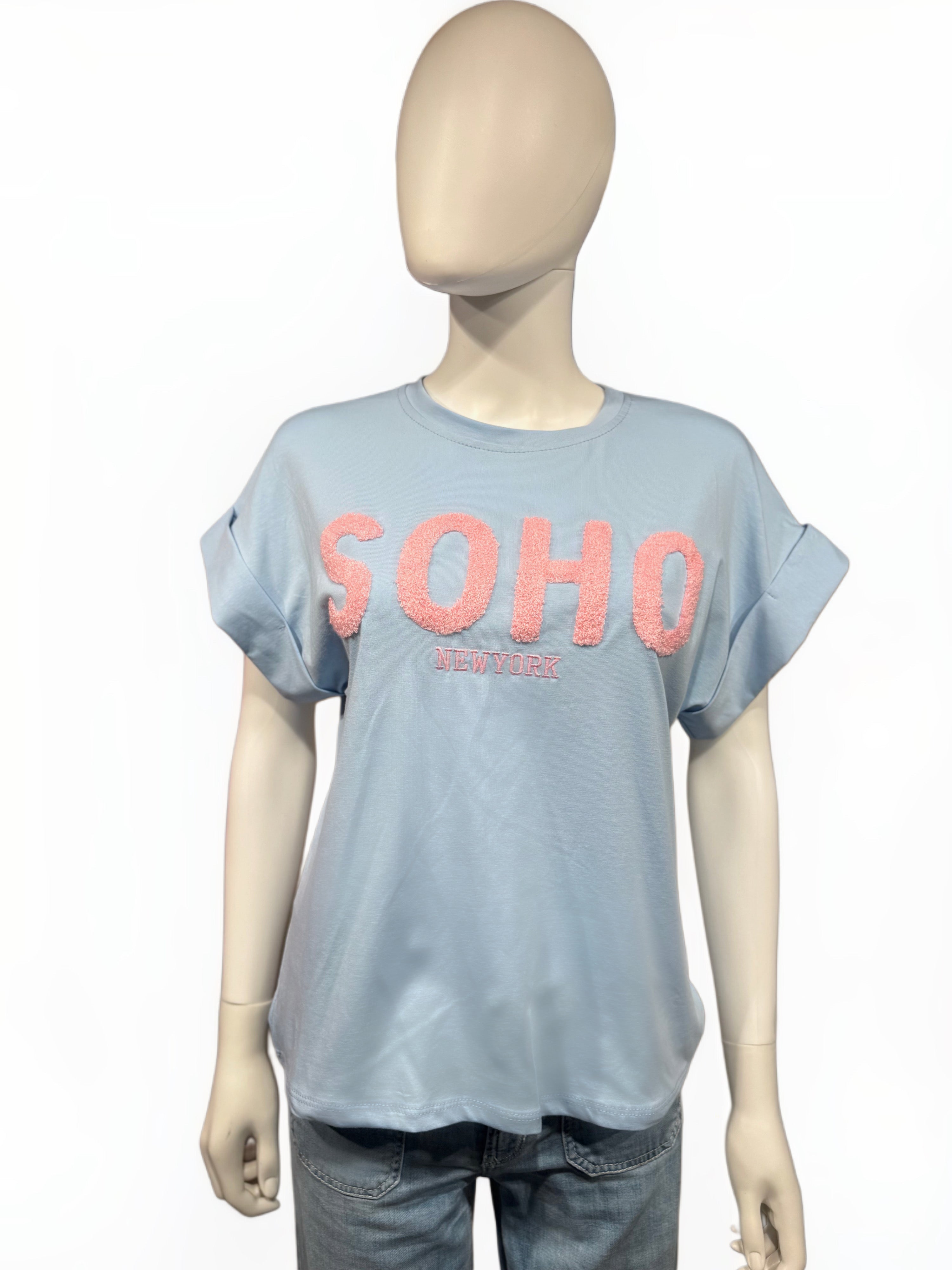 It-Pieces T-Shirt „SOHO“ – lässiger Statement-Look Hellblau