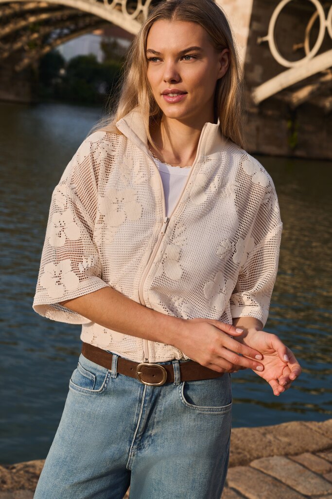 YAYA Häkeljacke beige