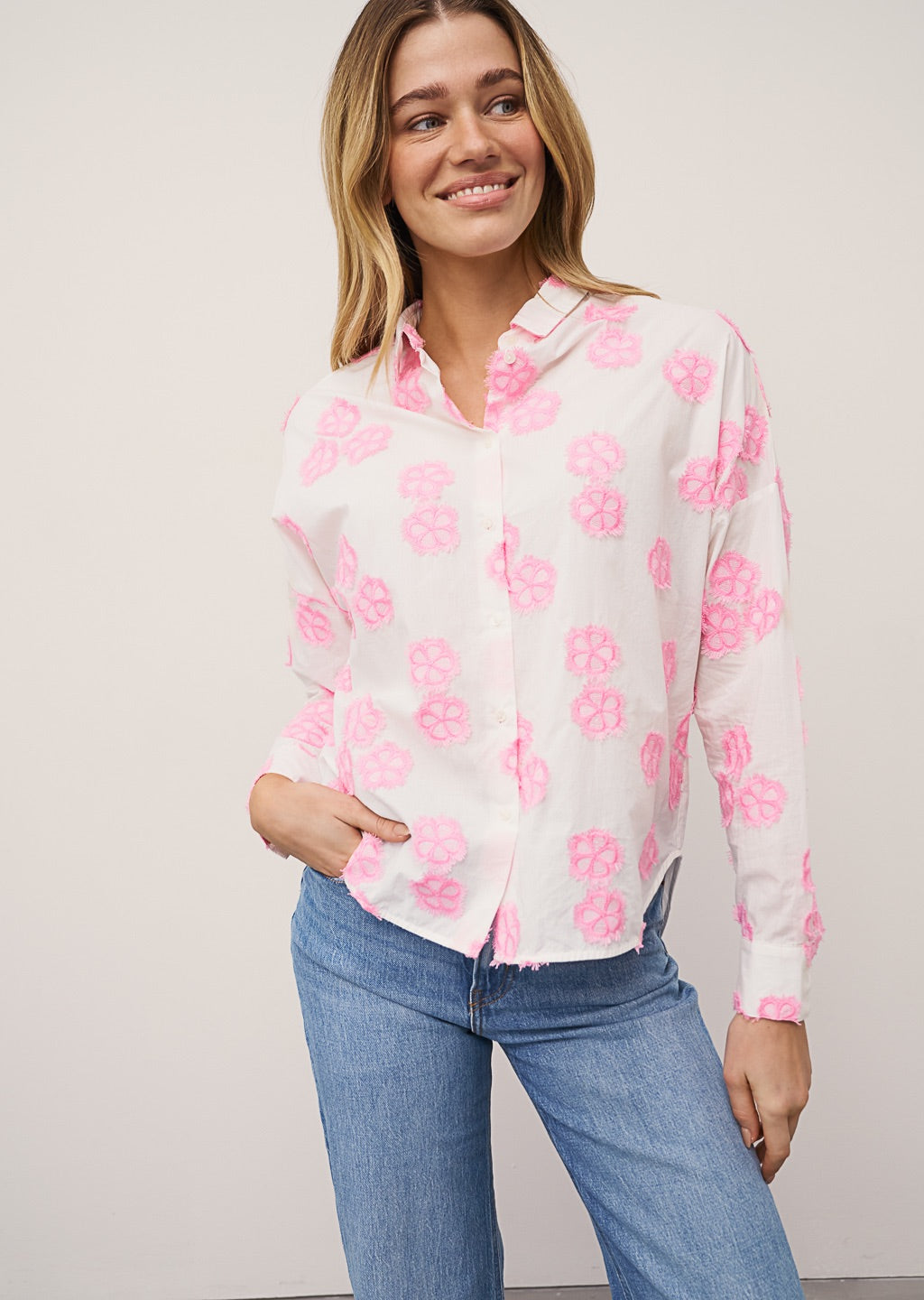 0039 Italy Bluse Lucy - Flowers pink