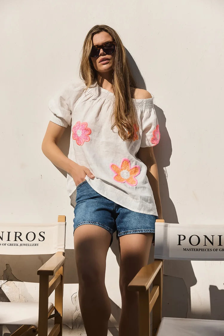 Grace Fashion Leinenbluse "Flower Pop"